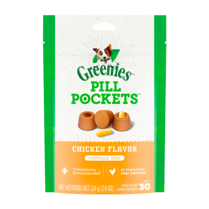 GREENIES PILL POCKETS for Dogs Capsule Size Natural Soft Dog Treats, Chicken Flavor, 7.9 oz. Pack