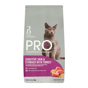 Pure Balance PRO+ Sensitive Skin & Stomach with Turkey Dry Cat Food, 7 lbs
