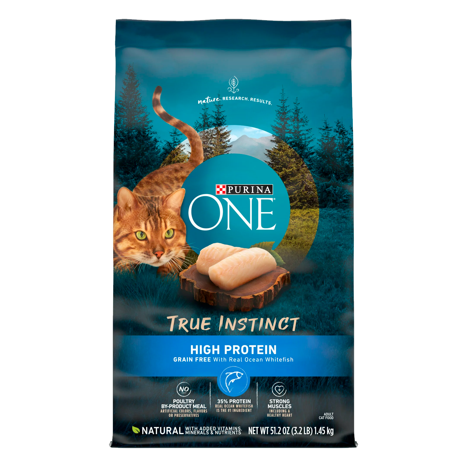 Purina One True Instinct Dry Cat Food Ocean Whitefish, Grain-Free, 3.2 lb Bag
