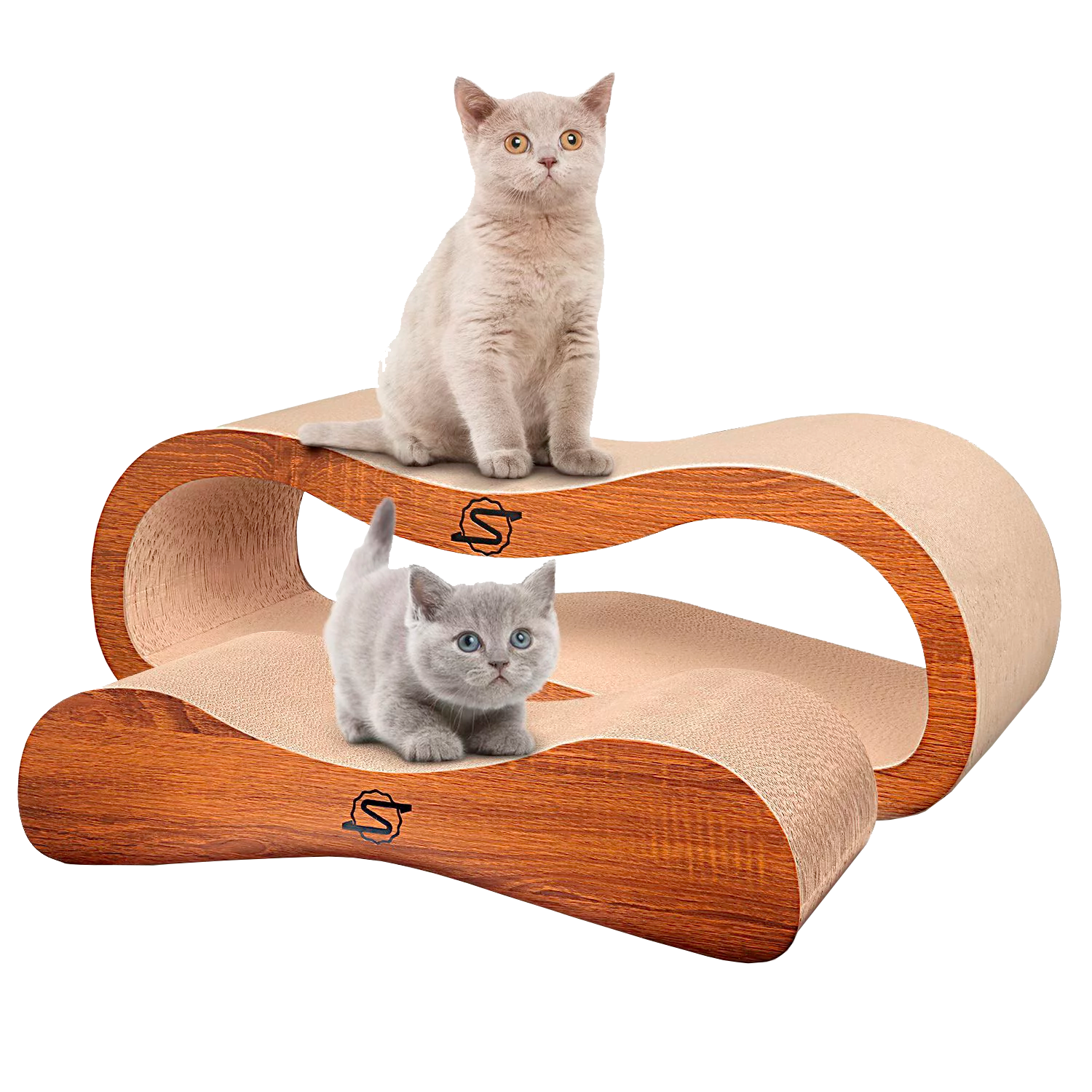 ScratchMe 2 in 1 Cat Scratcher Cardboard Lounge Bed Scratching Post with Catnip, 1-Pack