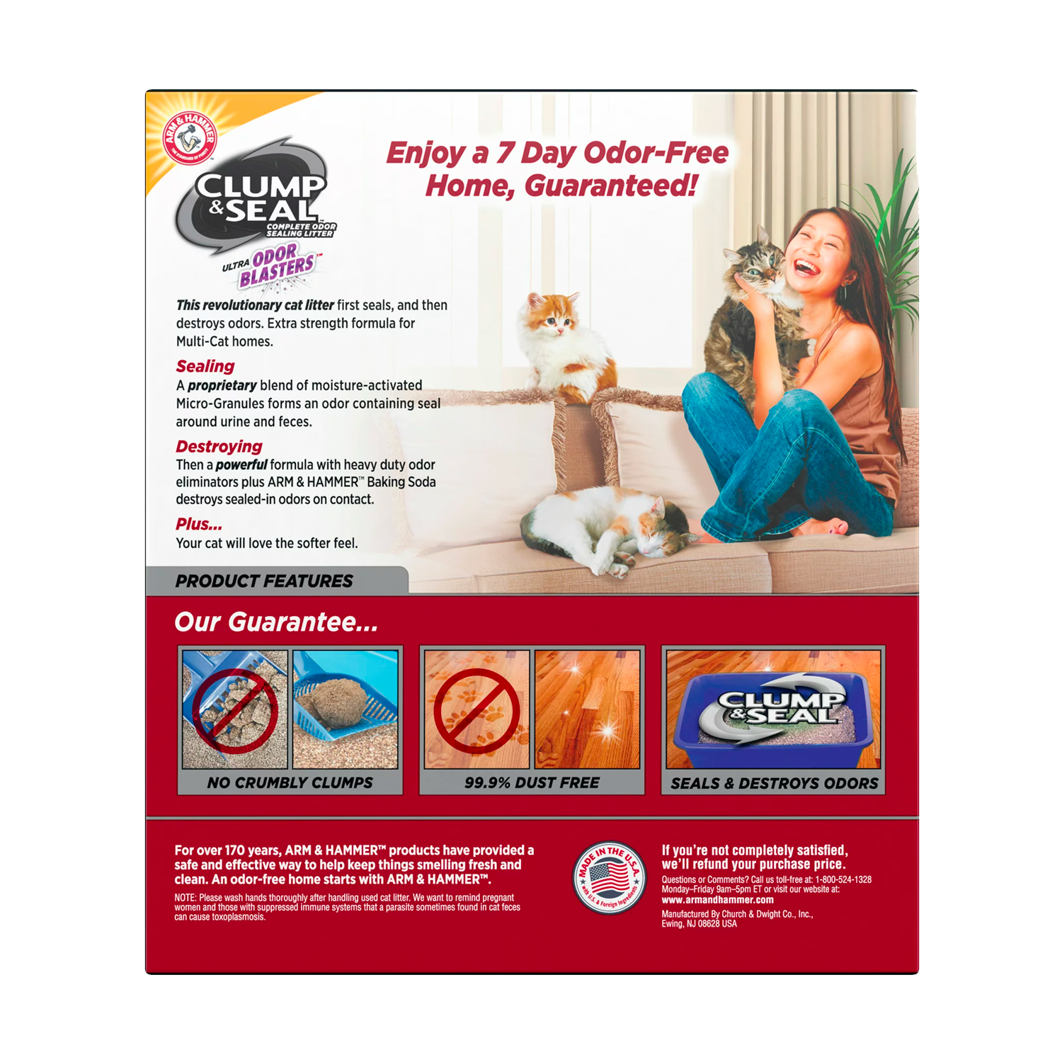 Arm & Hammer Clump & Seal Multi-Cat Complete Odor Sealing Clumping Cat Litter, 38lb - Image 2