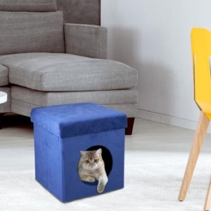 Cicaház és zsámoly, 2az1-ben kocka forma